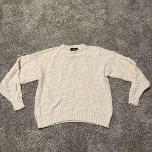 Lake Harmony Knit Sweater Fisherman Pullover Cotton Cream Sz XL 1990s